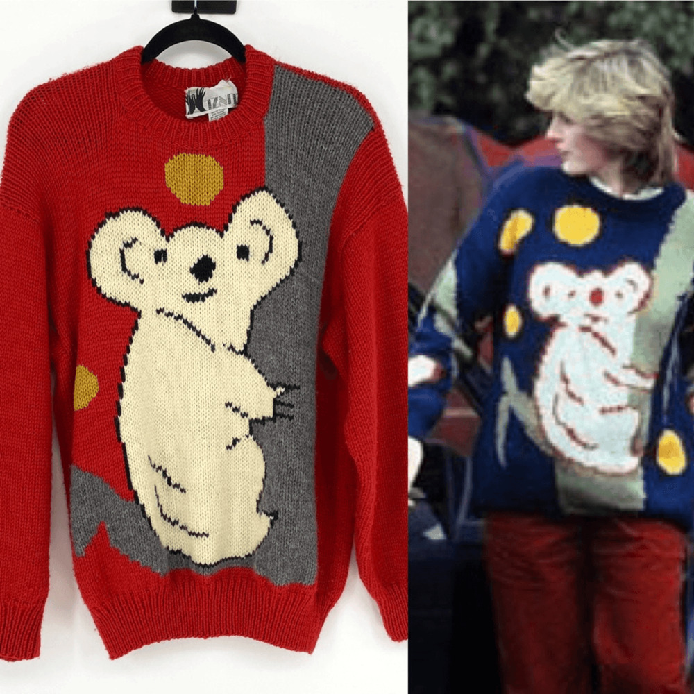 Vintage Kiznit Handmade Peru 100% Wool Intarsia Knit Sweater Red Princess Diana - Picture 2 of 15